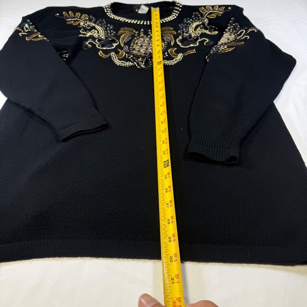Vintage Fully Fashion Sweater Women's Large Lambswool Angora Bedazzled Beaded - Picture 7 of 8